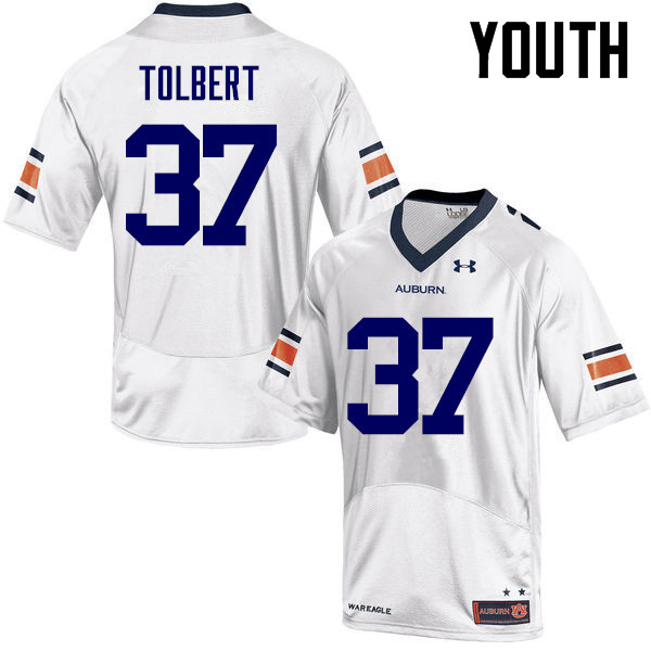 Youth Auburn Tigers #37 C.J. Tolbert College Football Jerseys-White - Click Image to Close